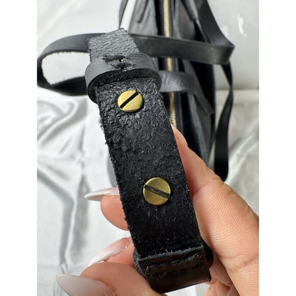 Madewell The Zip-Top Medium Transport Tote Black Leather Bag - Picture 6 of 13